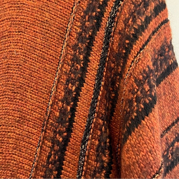 Topshop Women's Sweater 12 / L Burnt Orange Black Cowl Neck Wool Blend - Picture 5 of 10